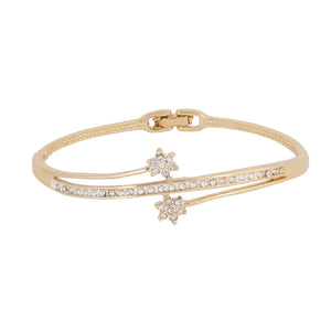 Estele  Gold and Silver Plated Classic Seven Stone Twin Cuff Bracelet for women