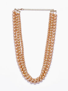 Estele Gold Plated Glass Pearls Vintage Necklace for Women