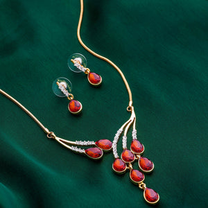 Estele - NOOR Ruby 24 KT Gold plated Necklace Set