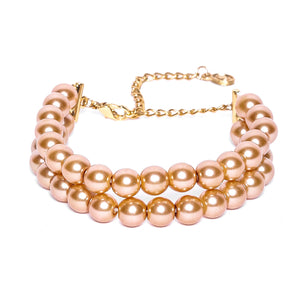 Estele - Gold Glass Pearl Double Line Bracelet