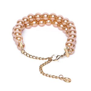 Estele - Gold Glass Pearl Double Line Bracelet