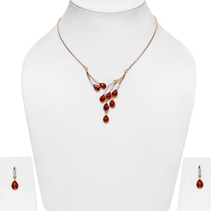 Estele - NOOR Ruby 24 KT Gold plated Necklace Set