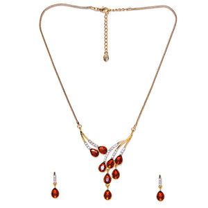Estele - NOOR Ruby 24 KT Gold plated Necklace Set