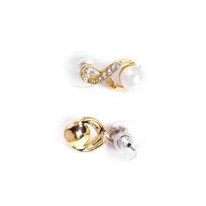 Estele Gold Plated Glass Pearl Drop Necklace Set