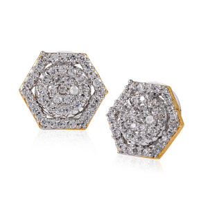 Estele Gold and Silver Plated American Diamond Modern Nakshatra  Stud Earrings