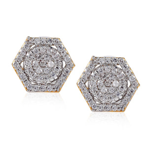 Estele Gold and Silver Plated American Diamond Modern Nakshatra  Stud Earrings