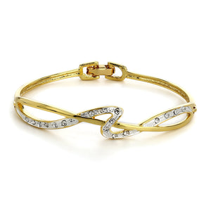 Gold Plated White Crystal Stone Bangle Bracelet