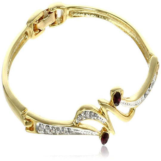 Estele  Gold and Silver Plated Artistic line Cuff Bracelet