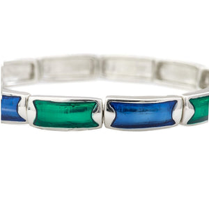 Estele Rhodium Plated Blue and Green Enamel Cuff Bracelet for women