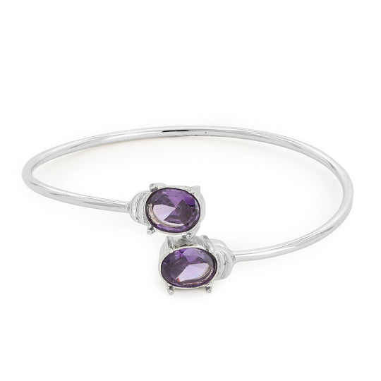 Estele  Silver Colour With Purple Stone Bracelets for women