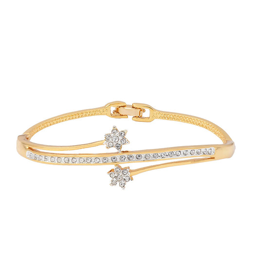 Estele  Gold and Silver Plated Classic Seven Stone Twin Cuff Bracelet for women