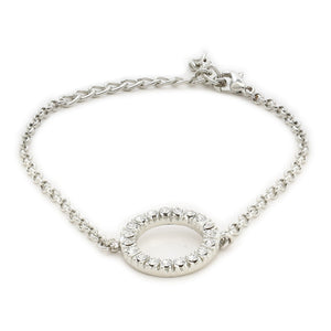 Estele Round Silver Tone Bracelet Using Swarovski Stones for women (adjustable)