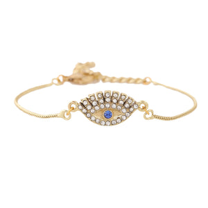 Estele Gold Plated Sacred Evil Eye Bracelet With Austrian Crystals & Enamel For Men & Women