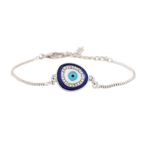 Estele Rhodium Plated Designer Evil Eye Bracelet With Austrian Crystals For Men & Women