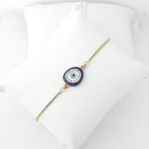 Estele Gold Plated Designer Evil Eye Bracelet With Austrian Crystals For Men & Women