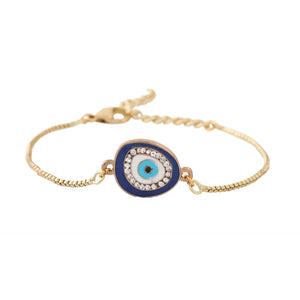 Estele Gold Plated Designer Evil Eye Bracelet With Austrian Crystals For Men & Women