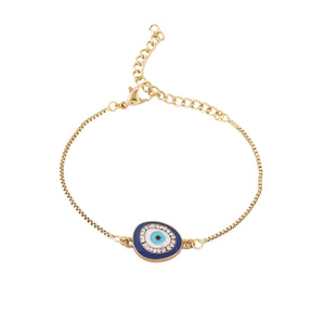 Estele Gold Plated Designer Evil Eye Bracelet With Austrian Crystals For Men & Women