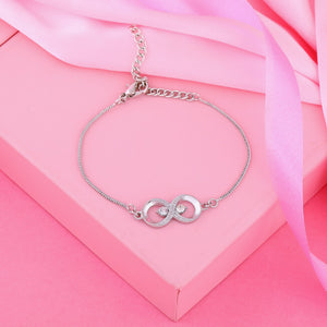 Estele Rodium Plated Eternal Knot Bracelet With Austrian Crystals For Men & Women
