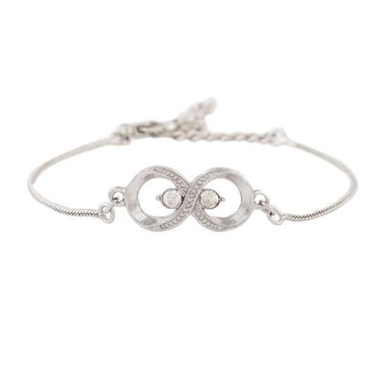 Estele Rodium Plated Eternal Knot Bracelet With Austrian Crystals For Men & Women