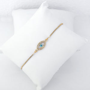 Estele Gold Plated Auspicious Evil Eye Bracelet With Austrian Crystals For Men & Women