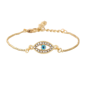 Estele Gold Plated Auspicious Evil Eye Bracelet With Austrian Crystals For Men & Women