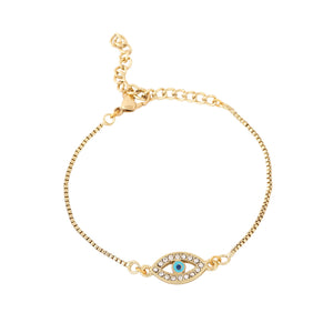 Estele Gold Plated Auspicious Evil Eye Bracelet With Austrian Crystals For Men & Women