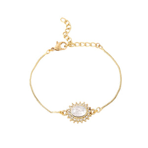 Estele Gold Plated Sacred Sparkle Bracelet With Bold Austrian Crystals For Men & Women