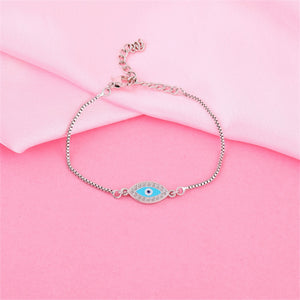 Estele Rhodium Plated Spiritual Evil Eye Bracelet With Austrian Crystals & Enamel For Men & Women