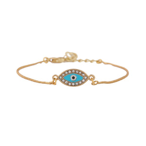 Estele Gold Plated Spiritual Evil Eye Bracelet With Austrian Crystals & Enamel For Men & Women
