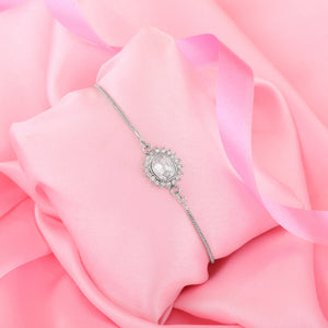 Estele Rhodium Plated Sacred Sparkle Bracelet With Austrian Crystals For Men & Women
