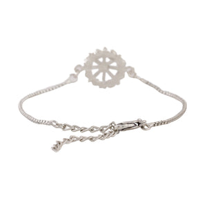 Estele Rhodium Plated Flower Shaped Bracelet With Crystals For Men & Women