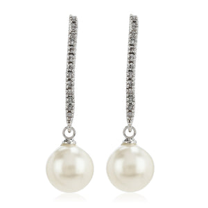 Glass Pearl Drop Hoop Earrings