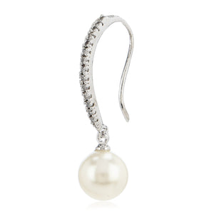 Glass Pearl Drop Hoop Earrings