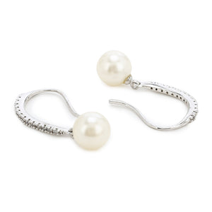 Glass Pearl Drop Hoop Earrings
