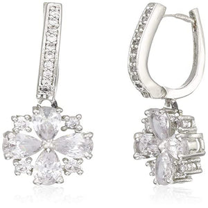 Estele  Rhodium Plated American Diamond Flower Earrings for Women