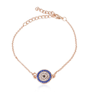 Estele Coin Evil Eye Rose Gold Bracelet Using Swarovski Stones (adjustable)