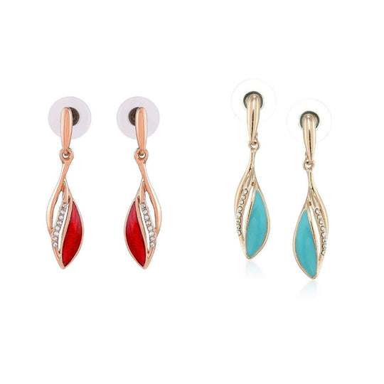 Estele - Stud Earrings (AQUA & RED)