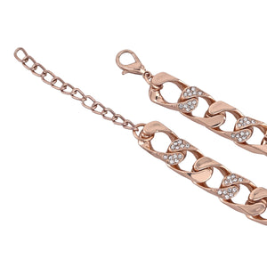 Estele Rose Gold Plated Dazzling Cuban Bracelet for Women/ Men