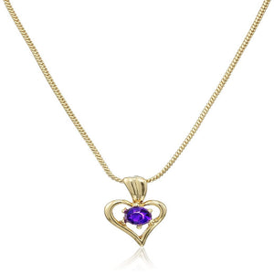 Estele  24 CT Gold Plated Heart Shaped Pendant with Fancy Purple Austrian Crystals for Women