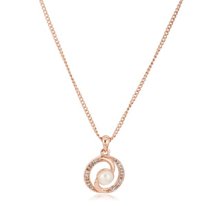 Rose Gold Pearl With Ad Stone Necklace