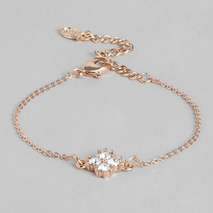 Estele Rose Gold Plated Primrose Flower Chain Bracelet for women