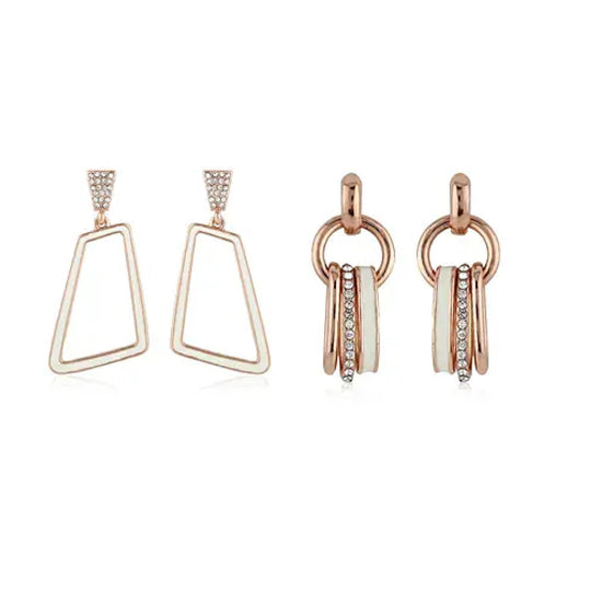 Elegant Rose Gold & Enamel Party Earrings Set