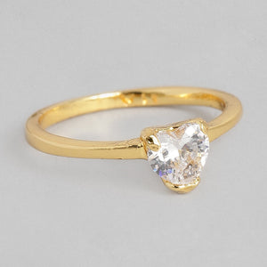Estele simple gold plated ring with white stone for women (non adjustable)