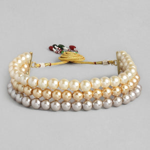 Estele - Charming multi-colour three line Glass Pearl Choker