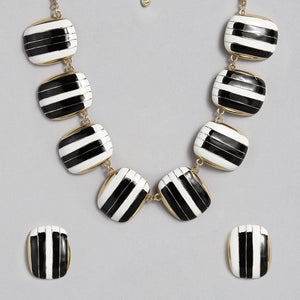 Estele - Piano enamel Gold Plated Necklace Set For Women