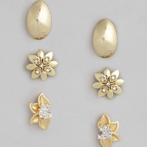 Estele Valentines Day Gifts For Girlfriend Gold Plated Stud Earrings Combo