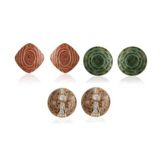 Colourful Enamel Geometric Stud Earrings