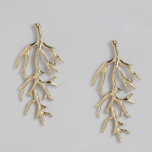 Estele  Gold Plated Designer oversize branch Stud Earrings for women