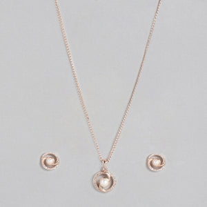 Rose Gold Pearl With Ad Stone Necklace