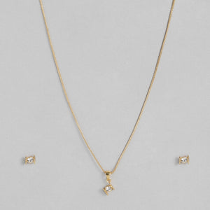 Estele - 24 KT Gold plated Solitaire Pendant Set for Women